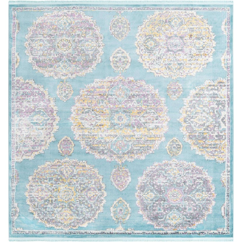 Transitional Laka Collection Area Rug - Blue - 8'2" Square