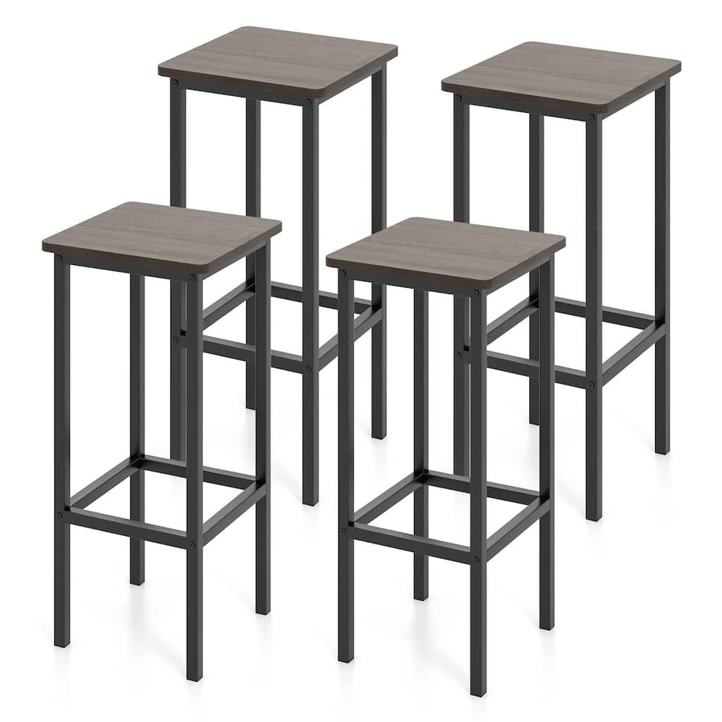 Gymax 4PCS 26'' Bar Stool Set w/ Metal Frame Footrest Backless Counter