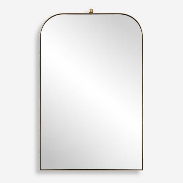 slide 2 of 6, Uttermost 08185 Cassidy 21" W x 33" H Arched Framed Bathroom Mirror Brass