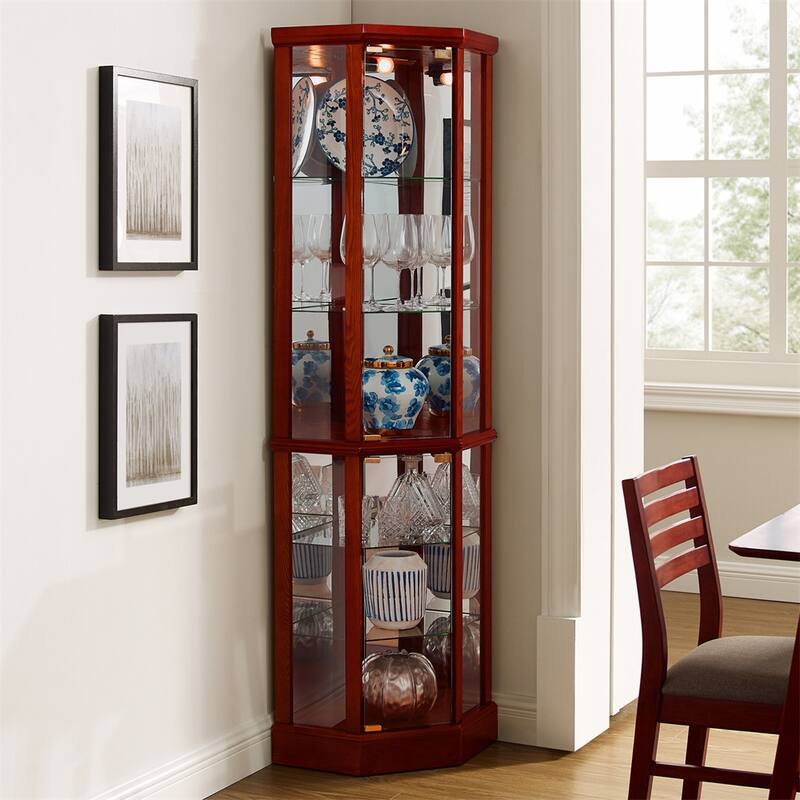 6 Shelf Lighted Display Cabinet with Adjustable Shelves (No E26 Bulb)