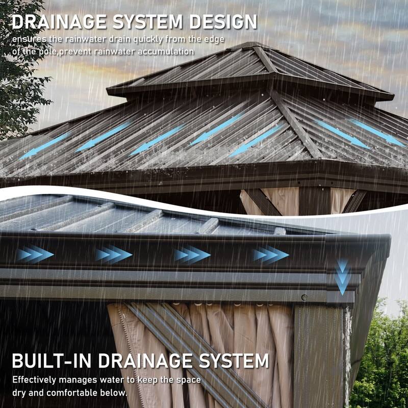 Domi Hardtop Gazebo with Galvanized Steel Double Roof and Aluminum Frame