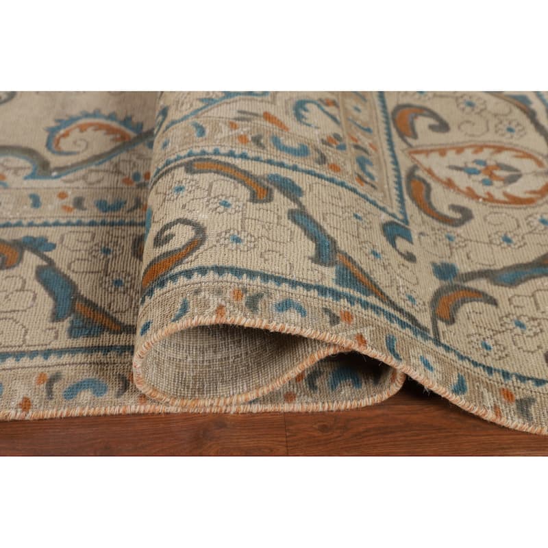 Distressed Tabriz Persian Vintage Area Rug Handmade Wool Carpet - 9'2" x 12'10"
