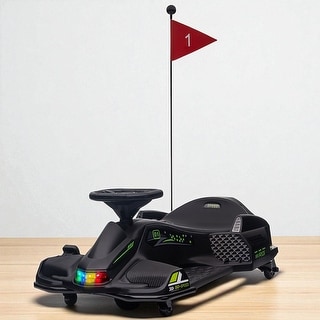 12V Electric Drift Go Kart for Kids with 2 Speeds, Music, Lights & Slow Start, 5 MPH Ride-On Car Toy for Ages 8-12