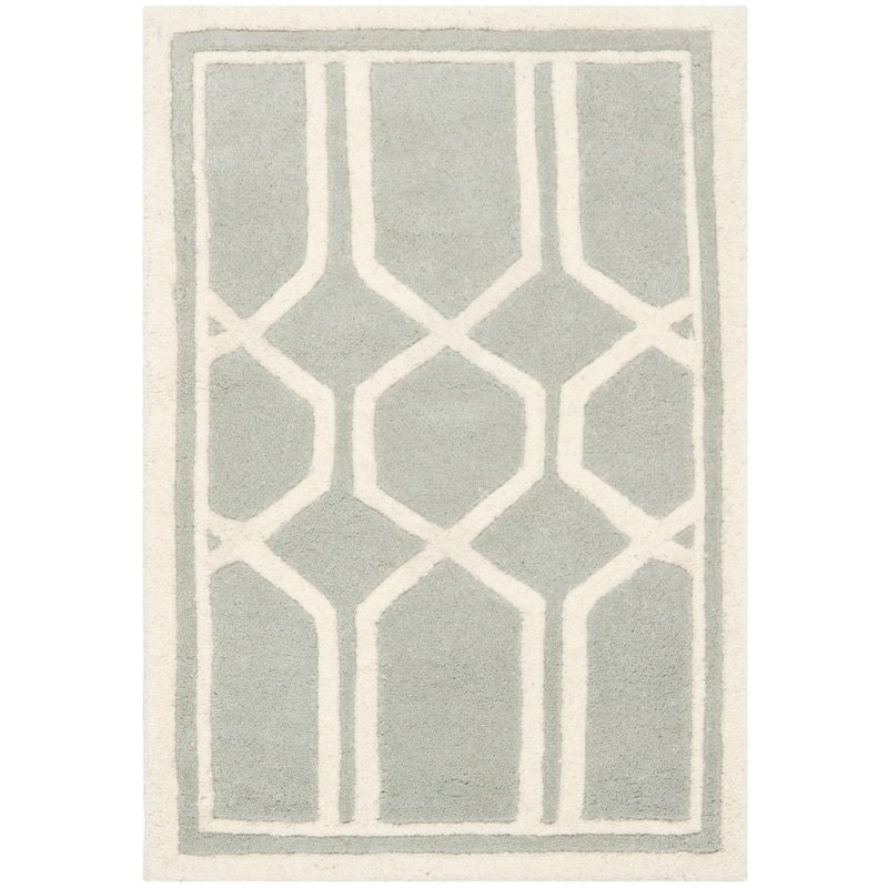 SAFAVIEH Handmade Chatham Pareshka Modern Moroccan Wool Rug - 2' x 3' - Grey/Ivory