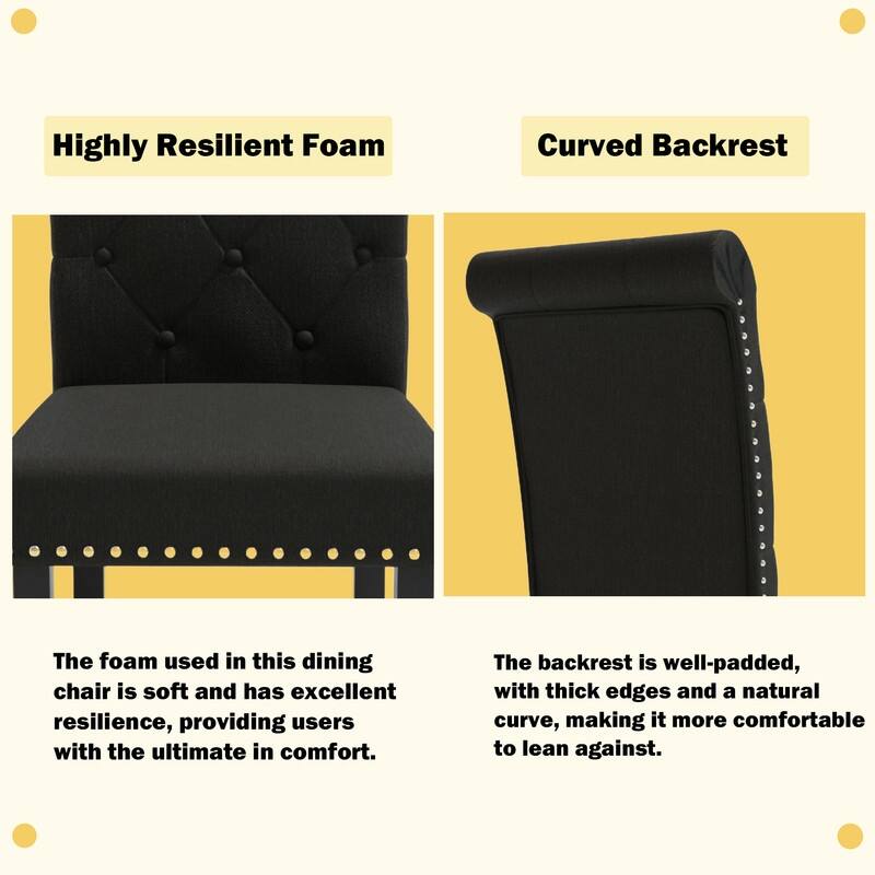 High-Back Tufted Nailhead Upholstered Dining Chairs (Set of 4)