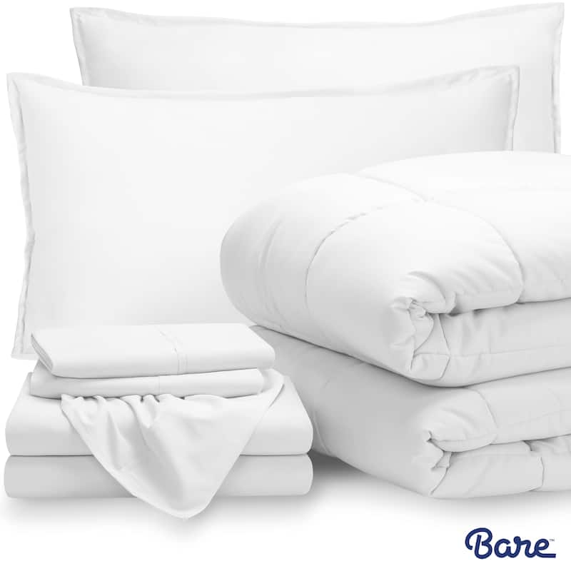 Bare Home Bed-in-a-Bag Down Alternative Comforter & Sheet Set - White/White - California King