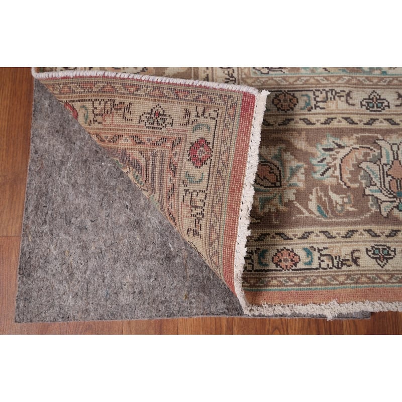 Pink Tabriz Vintage Persian Rug Hand-Knotted Traditional Wool Carpet - 6'6" x 9'11"