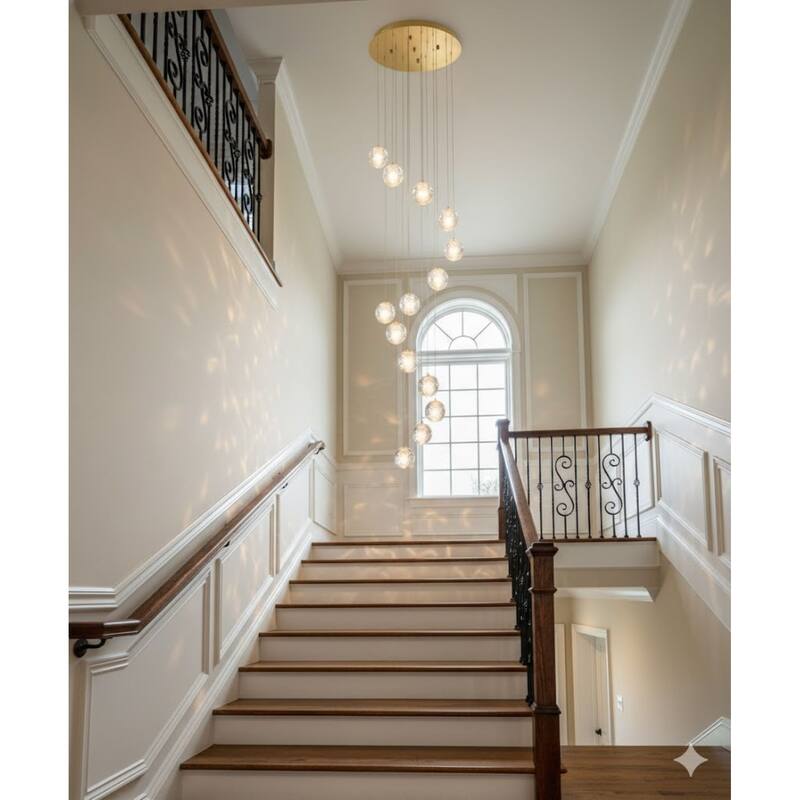 Gold Metal Chandelier with Clear Bubble Crystal Balls