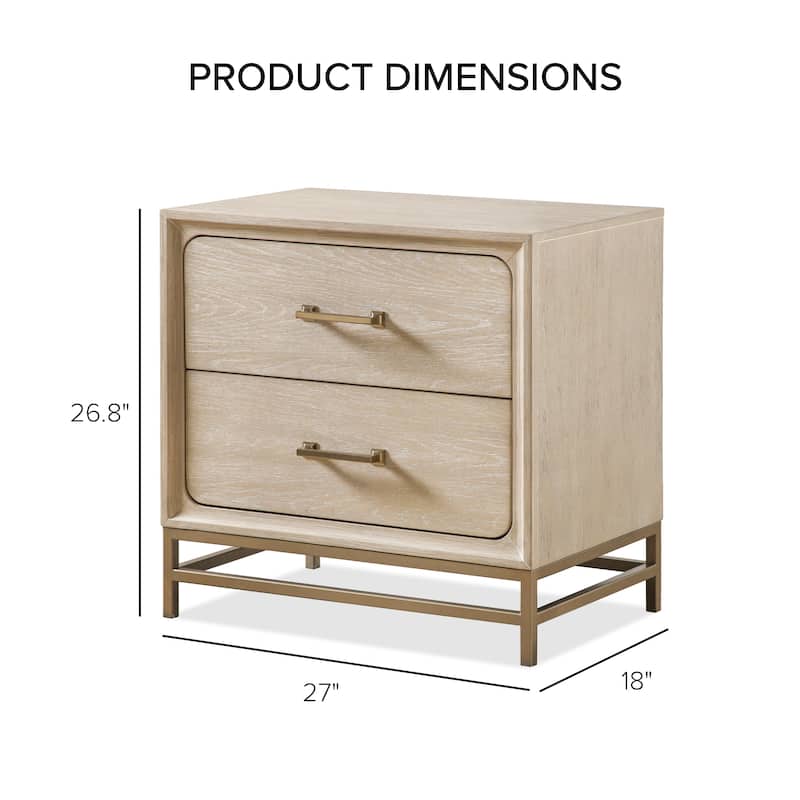 Furniture of America Drayden Transitional Oak Solid Wood 2-Drawer Nightstand, Set of 2