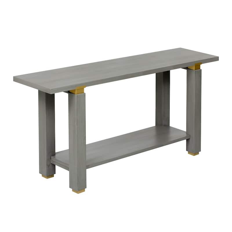 62.9" Modern Wooden Console Table with Built-in Shelf for Living Room