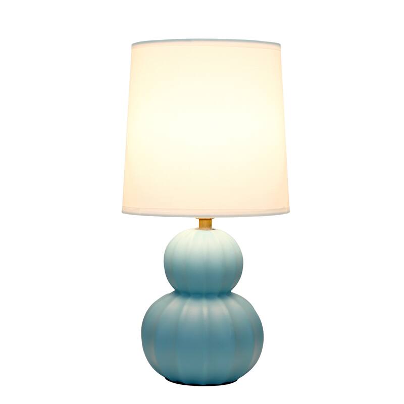 Double Gourd Ceramic Table Lamp with Fabric Shade - 6 x 6 x 13 in. (L x W x H)