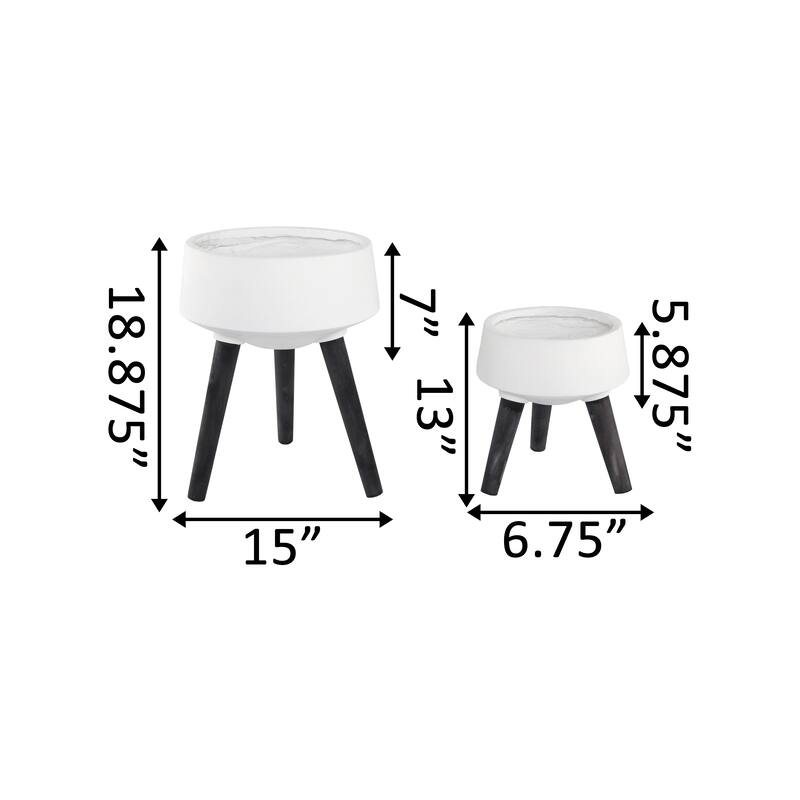 Mid-Century 15" & 11.5" Fiberglass Pot on Legs,SET OF 2