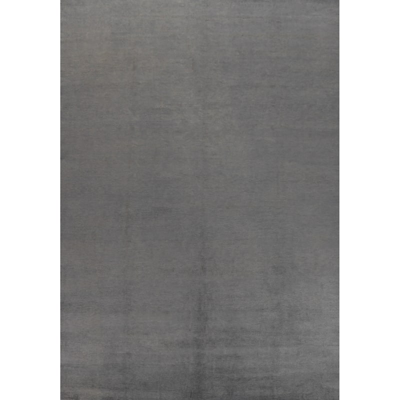 Hand Knotted Oriental 100% Wool Carpet Modern Solid Greys & Charcoal Gabbeh Area Rug - 13' 3'' X 10' 0''