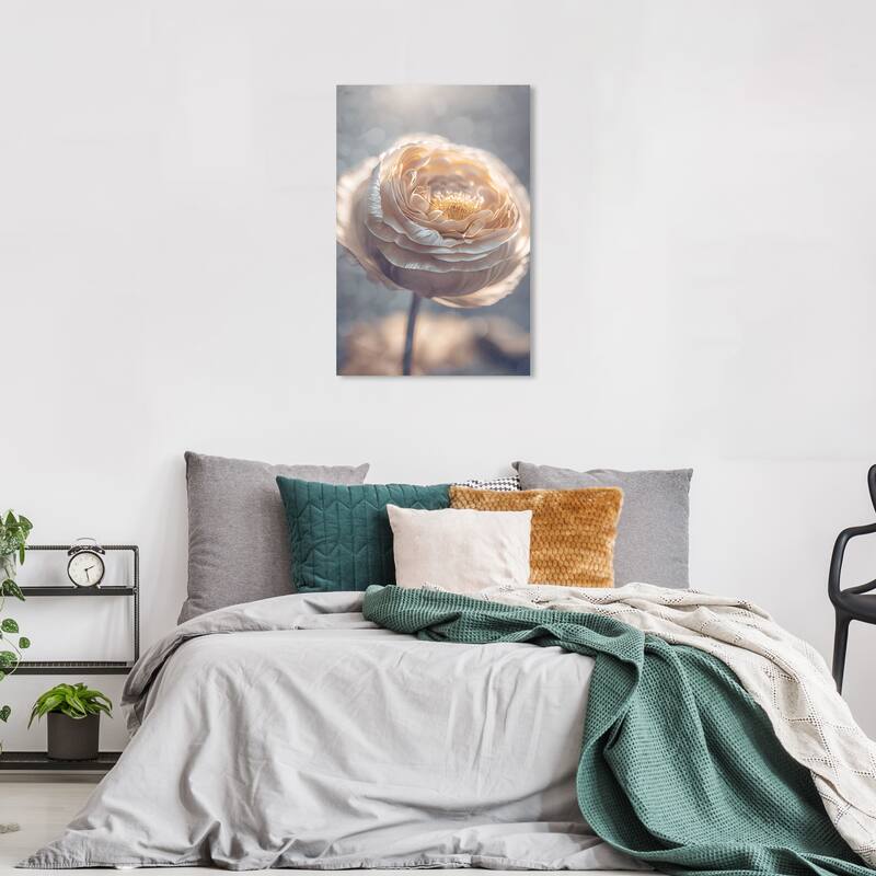 Wynwood Studio Canvas Floral and Botanical Evening Peony Bliss White and Cream White Glam Wall Art Canvas Print - 24 x 36