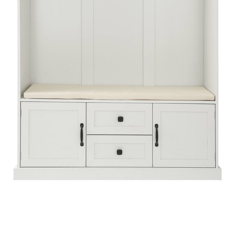 Classic Hall Tree with 3 Hooks,Coat Hanger,Storage Bench for Entrance,Hallway