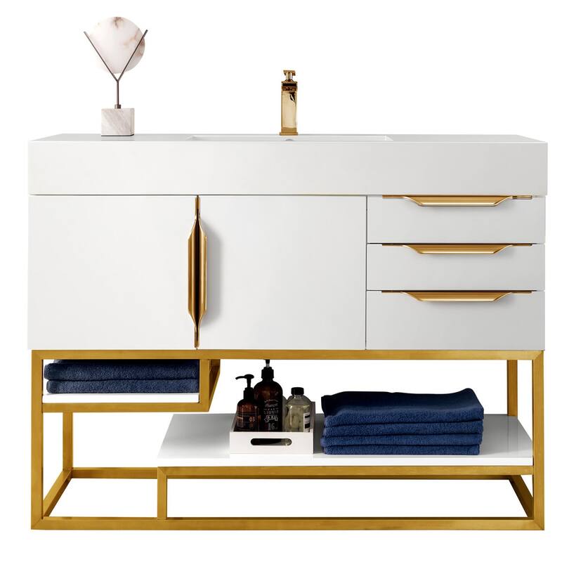 James Martin Vanities 983-V48-RG-GW Columbia 48" Free Standing Single - Glossy White - Painted
