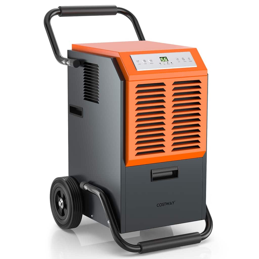Costway 163-Pint Portable Commercial Dehumidifier with Water Tank & - 25'' x 17.5''x 31''