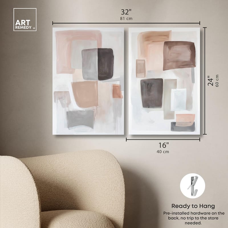 Soft Shapes Set Canvas Set of 2 by Art Remedy, Gallery Wrapped