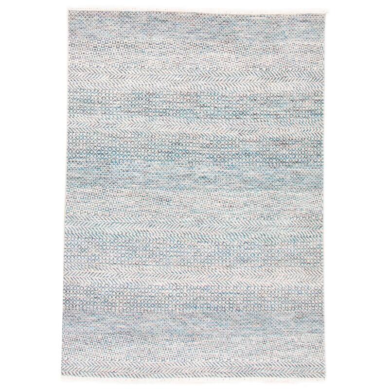 ECARPETGALLERY Hand-knotted Silk Shadow Teal Wool Rug - 5'0 x 7'1