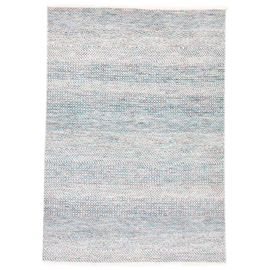 ECARPETGALLERY Hand-knotted Silk Shadow Teal Wool Rug - 5'0 x 7'1