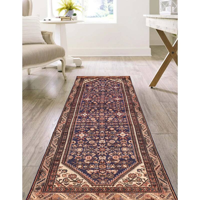 ECARPETGALLERY Hand-knotted Andelz Navy Wool Rug - 3'1 x 9'9