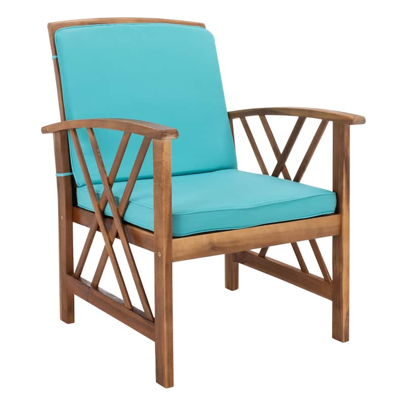 SAFAVIEH Outdoor Fontana 4-piece Acacia Wood Patio Conversation Set