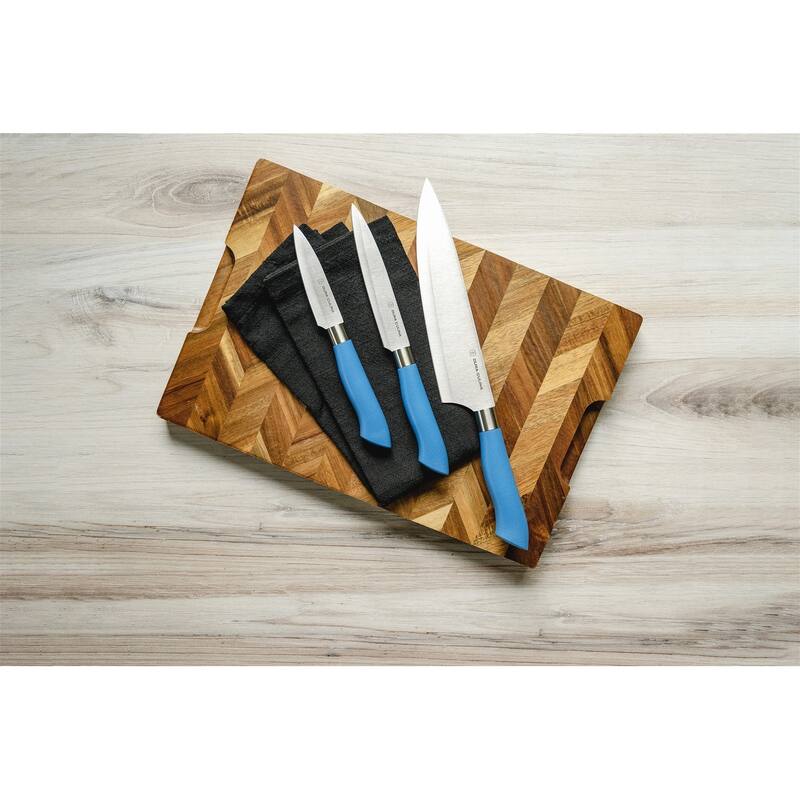 Dura Living EcoCut 3-Piece Kitchen Knife Set - High Carbon Stainless Steel Blades, Eco-Friendly Handles with Sheaths
