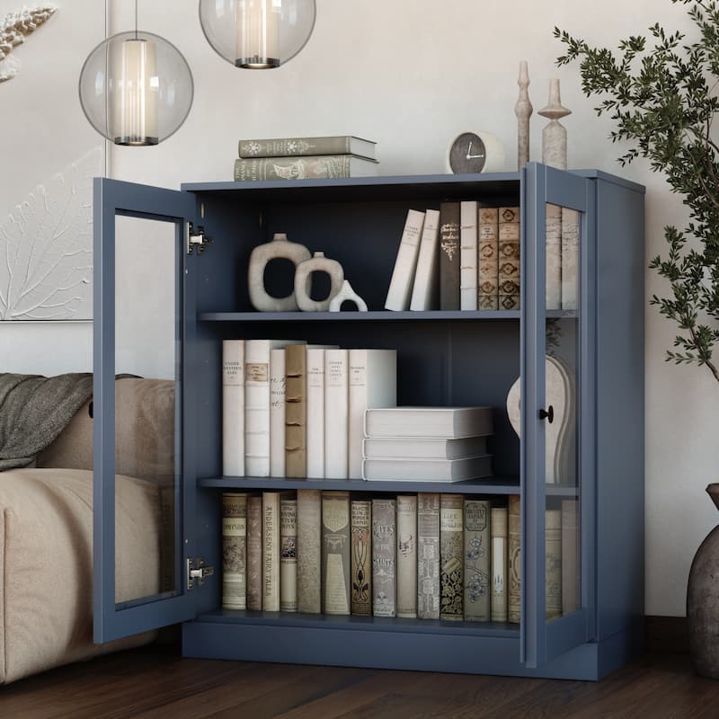 100% Solid Wood 3-shelf Bookcase with Optional Doors by Palace Imports