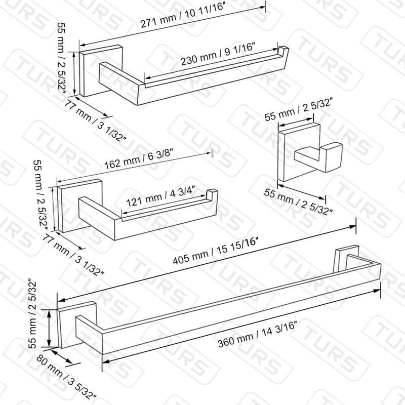 (Brushed) 4-Piece Bathroom Hardware Set 16 Inch Towel Bar Set, High Quality Stainless Steel.
