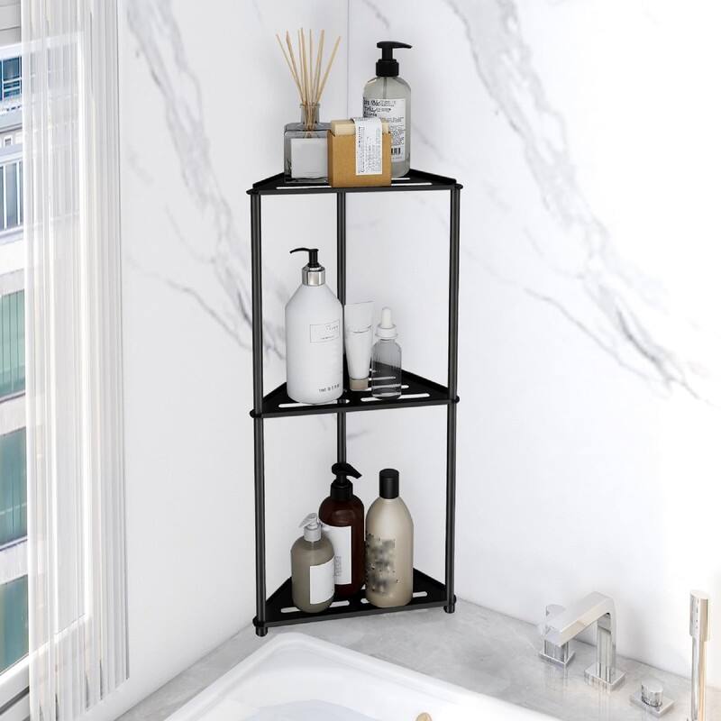 Standing Shower Caddy Corner - 11.42"D x 8.72"W x 22.83"H - Black