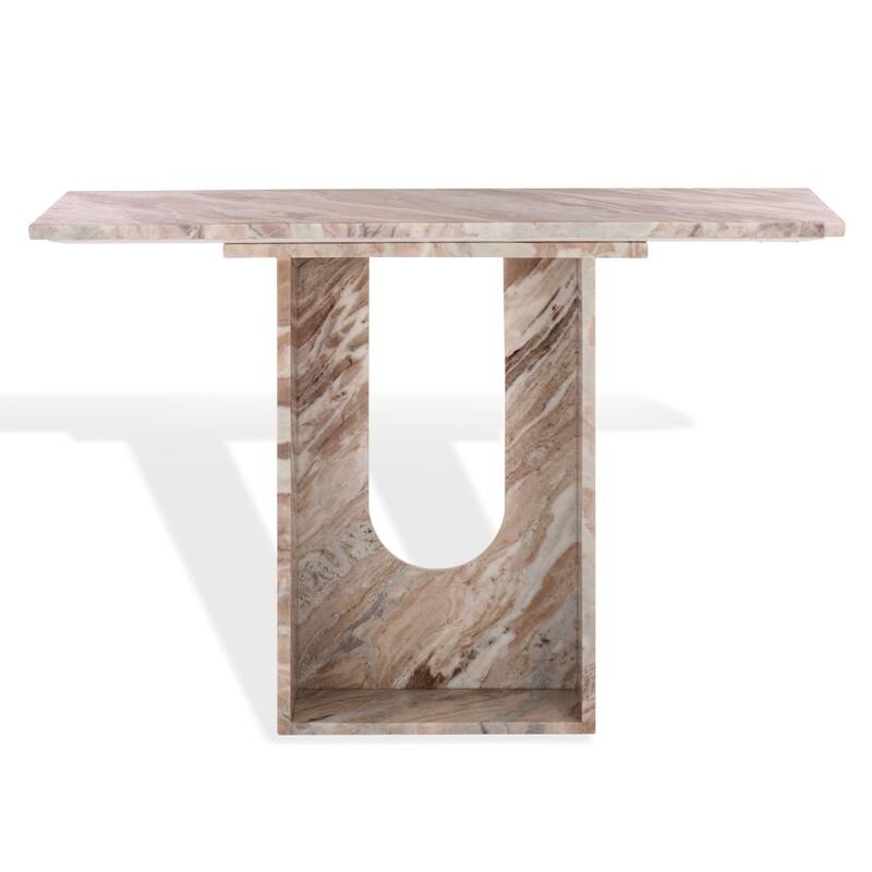 SAFAVIEH Couture Tobilyn Marble Console Table - 46"W x 16"D x 30"H - White/Brown
