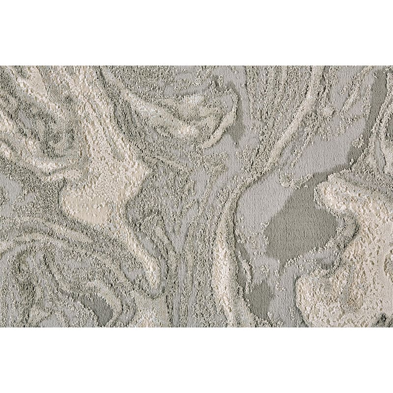 Alexander Abstract Watercolor Rug, Silver Gray/Ivory, Area Rug