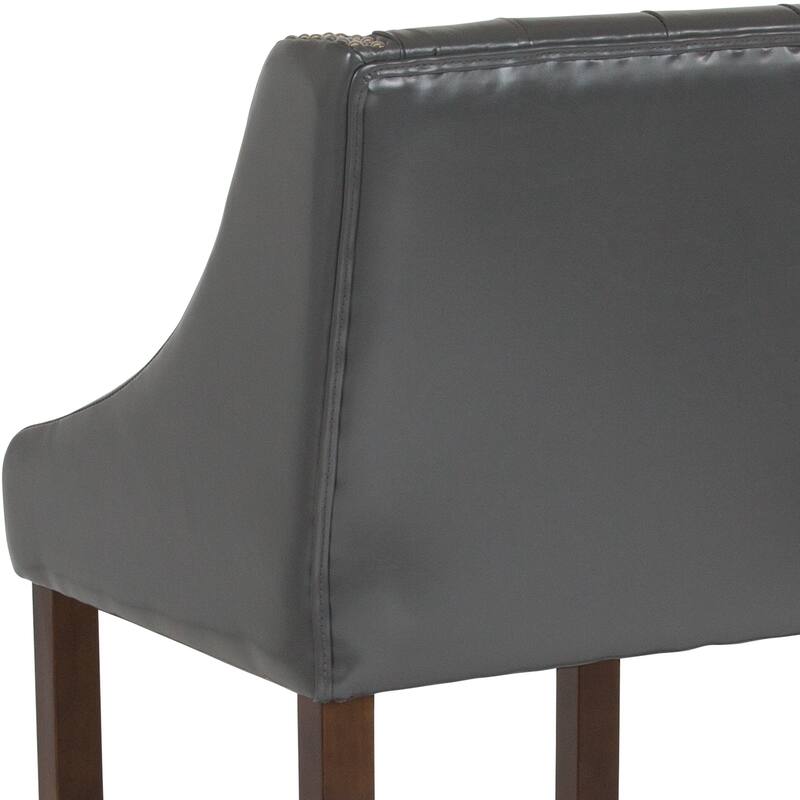 Transitional Tufted Upholstered/Walnut Finish Counter Stool (Set of 2)