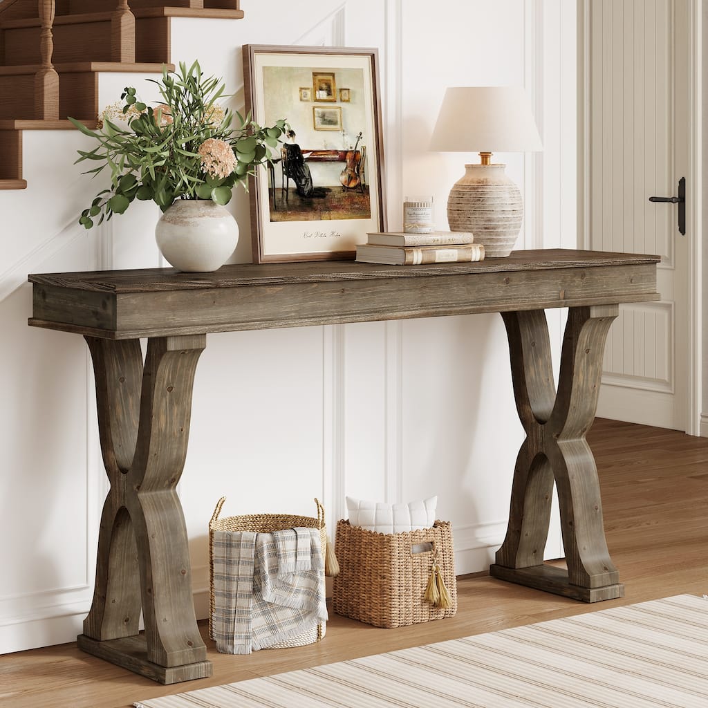 Solid Wood Console Table, Entryway Table, Long Sofa Side Hallway Foyer Table for Living Room
