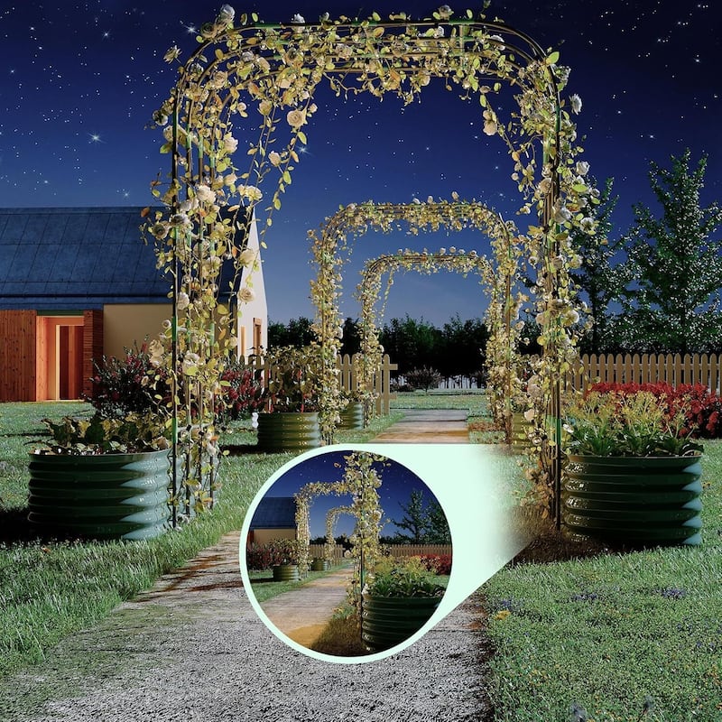 Galvanized Vertical Garden Kit,​​ 95" Tall Arch Trellis + 2 Raised Planter Boxes - N/A