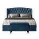 preview thumbnail 24 of 27, CraftPorch 2 Piece Bedroom Bench Set Velvet Wingback Upholstered Bed Navy Blue - Full