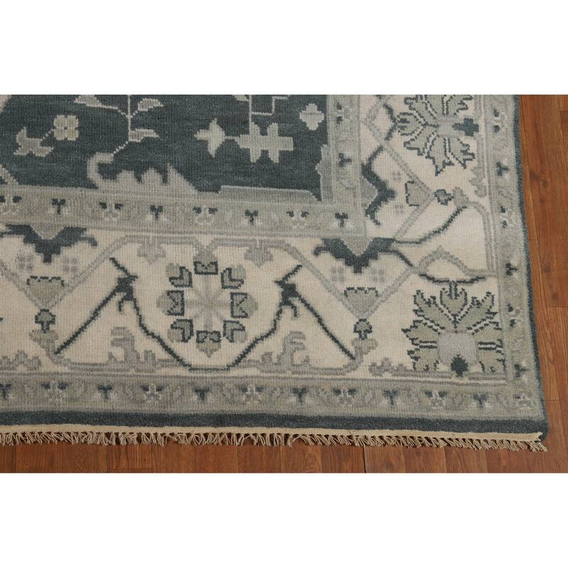 Blue Oushak Indian Area Rug Handmade Wool Carpet - 7'11" x 10'0"