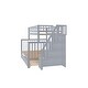 preview thumbnail 5 of 9, Wooden Twin/Full Stairway Bunk Bed with Trundle,Grey