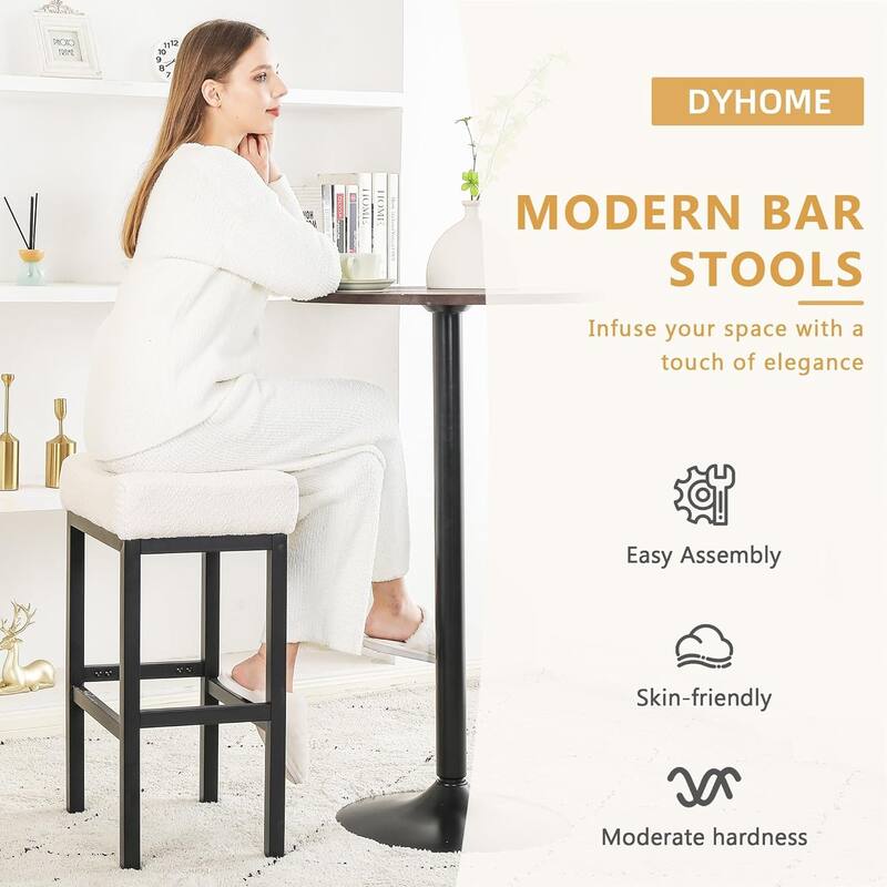 XINMICS Bar Stools, 27 Inches Modern Counter Height Bar Stools, Metal Legs Backless Upholstered Saddle Stool Chair