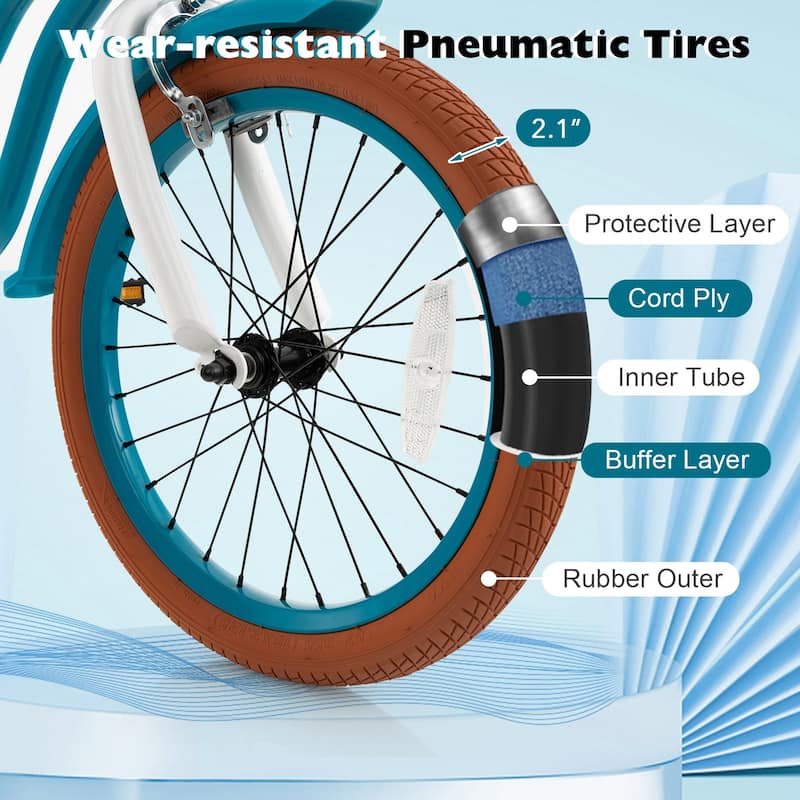 Children Adjustable Bicycle with Front Handbrake and Rear Coaster Brake Perfect Gift for Kids