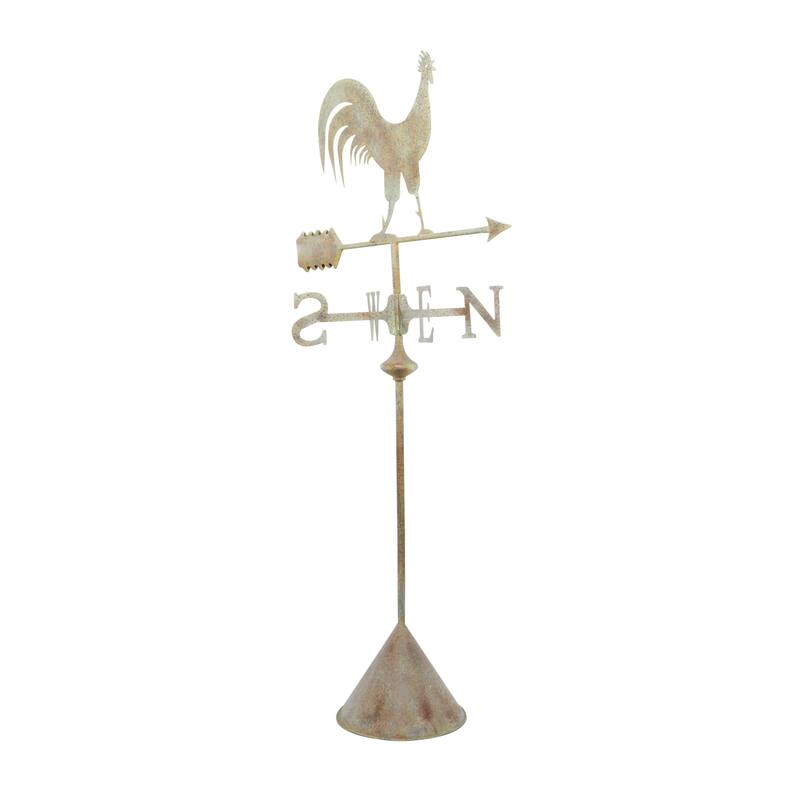 Metal Rooster Indoor Outdoor Weather Vane Garden Sculpture - White - Roche River Decor