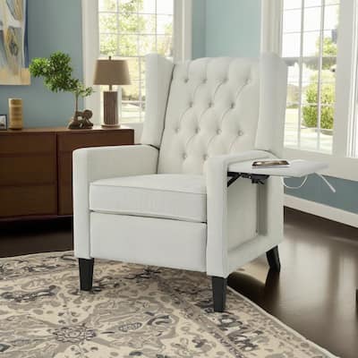 Christopher Knight Home - Isabella Manual WingBack Recliner Chair with Foldable Table & USB Ports