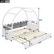 preview thumbnail 4 of 10, Twin Size Stretchable Vaulted Wood Roof Bed with Safety Guardrail