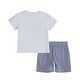 preview thumbnail 2 of 2, White Shark Smocked Tee and Navy Stripe Shorts Set