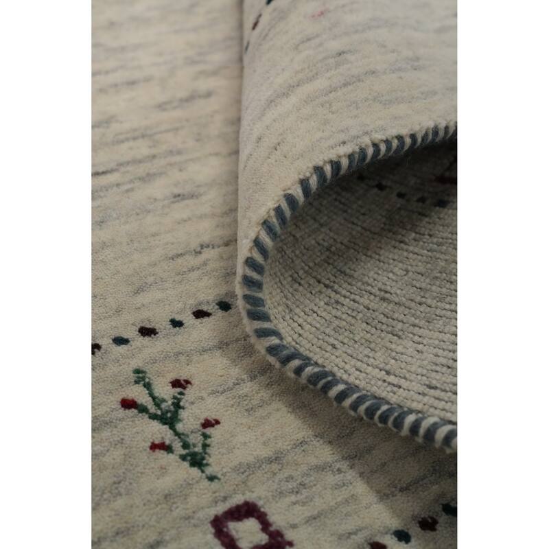 Hand Knotted Oriental 100% Wool Carpet Tribal Animal Pictorial Beige & Ivories Gabbeh Area Rug - 7' 9'' X 5' 1''