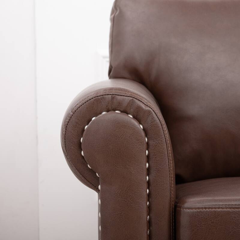 83.86" Fabric Roll-Arm 3-Seater Sofa with Pocket Spring Seat, PP Foam Backrest, and Solid Wood Frame