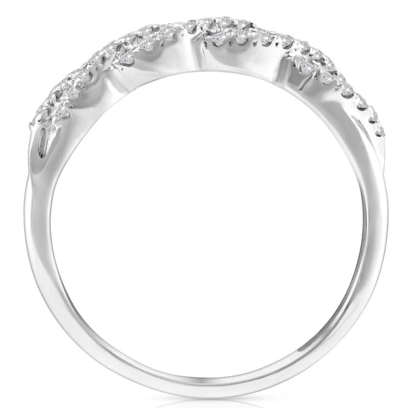 1/3 Ct Blue Sapphire & Diamond Ladies Swirl Wedding Ring 10k White Gold