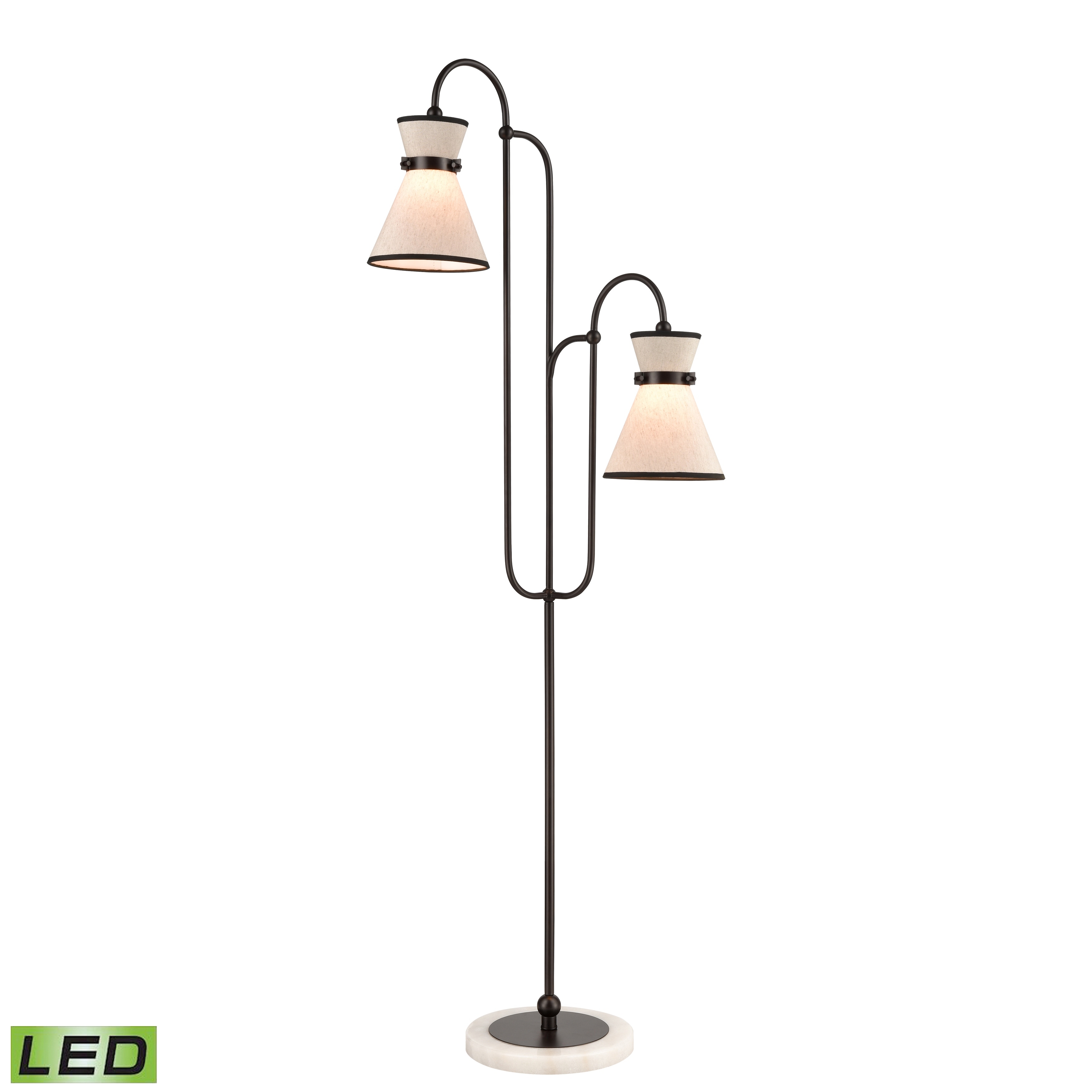 Elk Home Emsworth 63'' High 2-Light Floor Lamp - Matte Black - Includes LED Bulbs