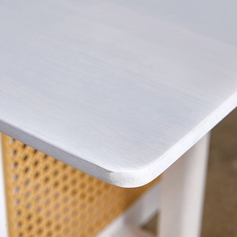 Coffee Table Solid Wood End Table Imitation Rattan Center Table