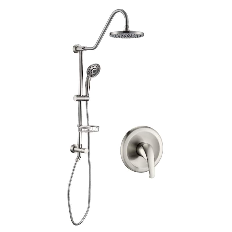 Proox 5-sprayer Rain Shower Faucet with Handheld Shower Soap Dish - Shower+Valve - Brushed Nickel